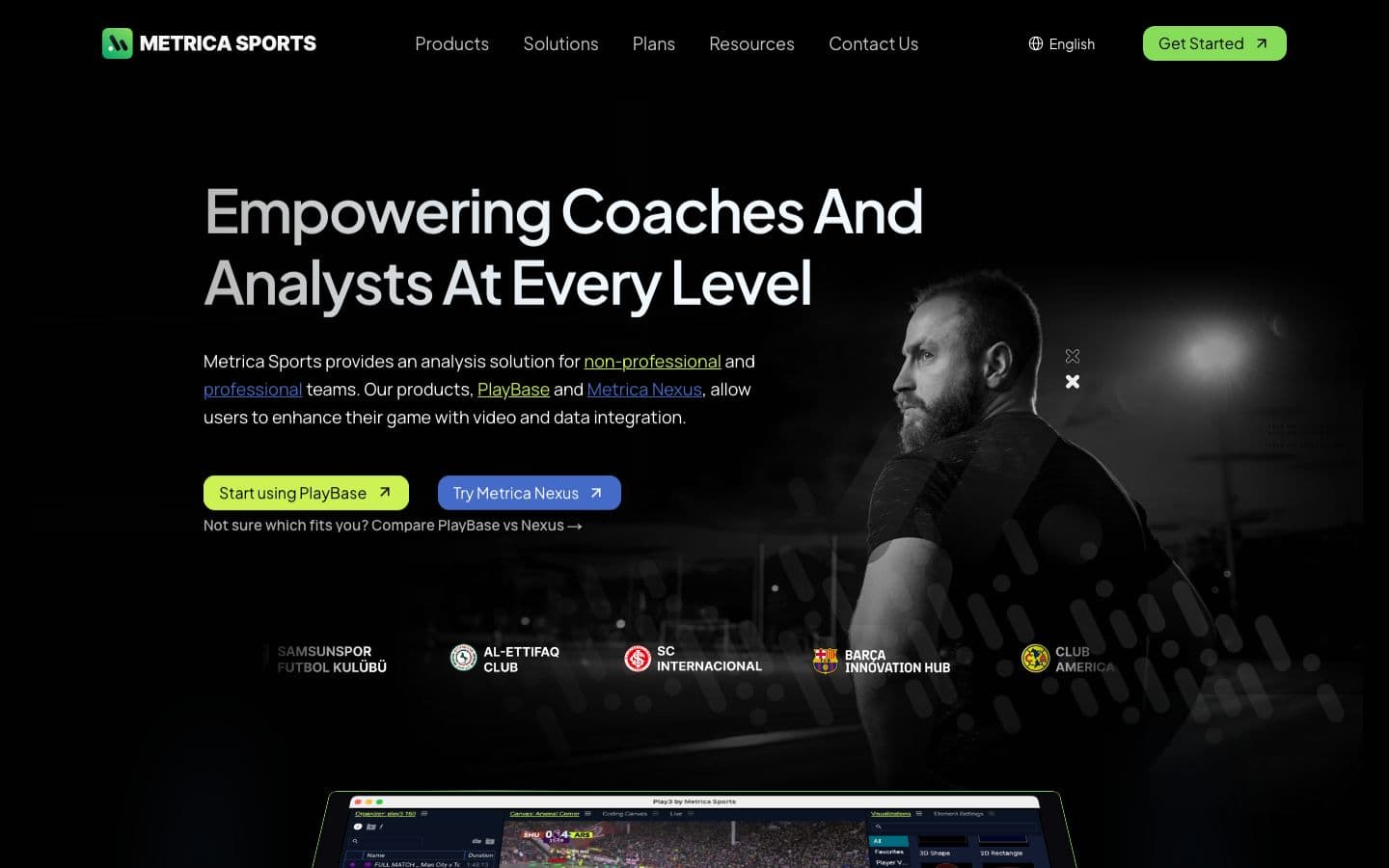 The Metrica Sports homepage