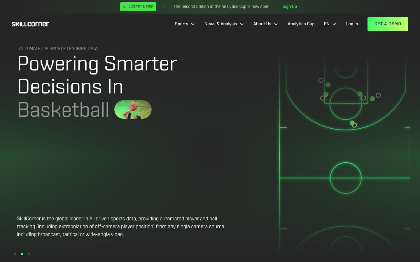 The SkillCorner homepage