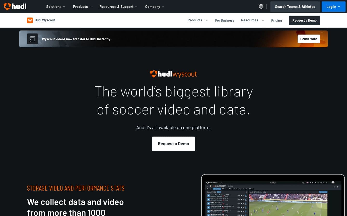 The Wyscout homepage